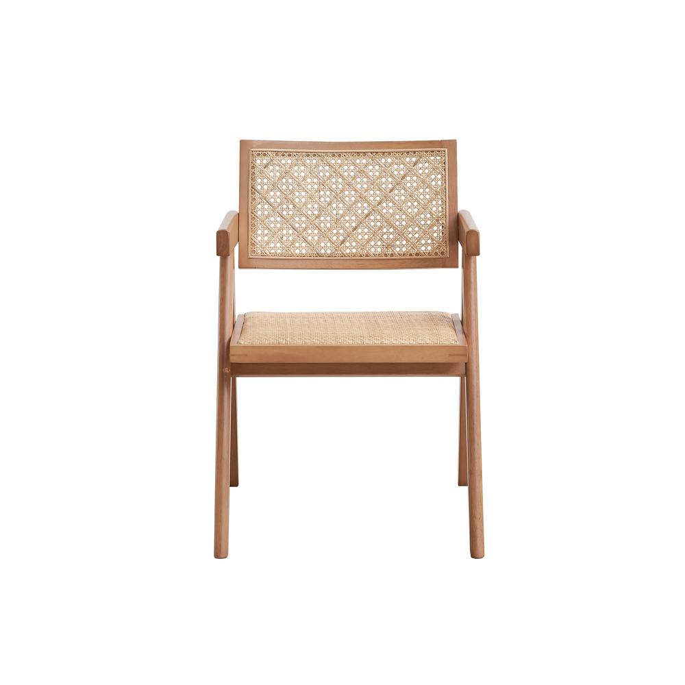 Boho Aesthetic Furniture Velentina 18" Rattan & Wood Arm Chair in Natural (Set of 2) | Biophilic Design Airbnb Decor Furniture 