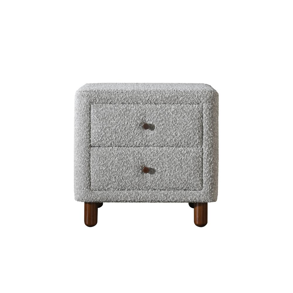 Boho Aesthetic Cleo Nightstand, Gray Boucle | Biophilic Design Airbnb Decor Furniture 