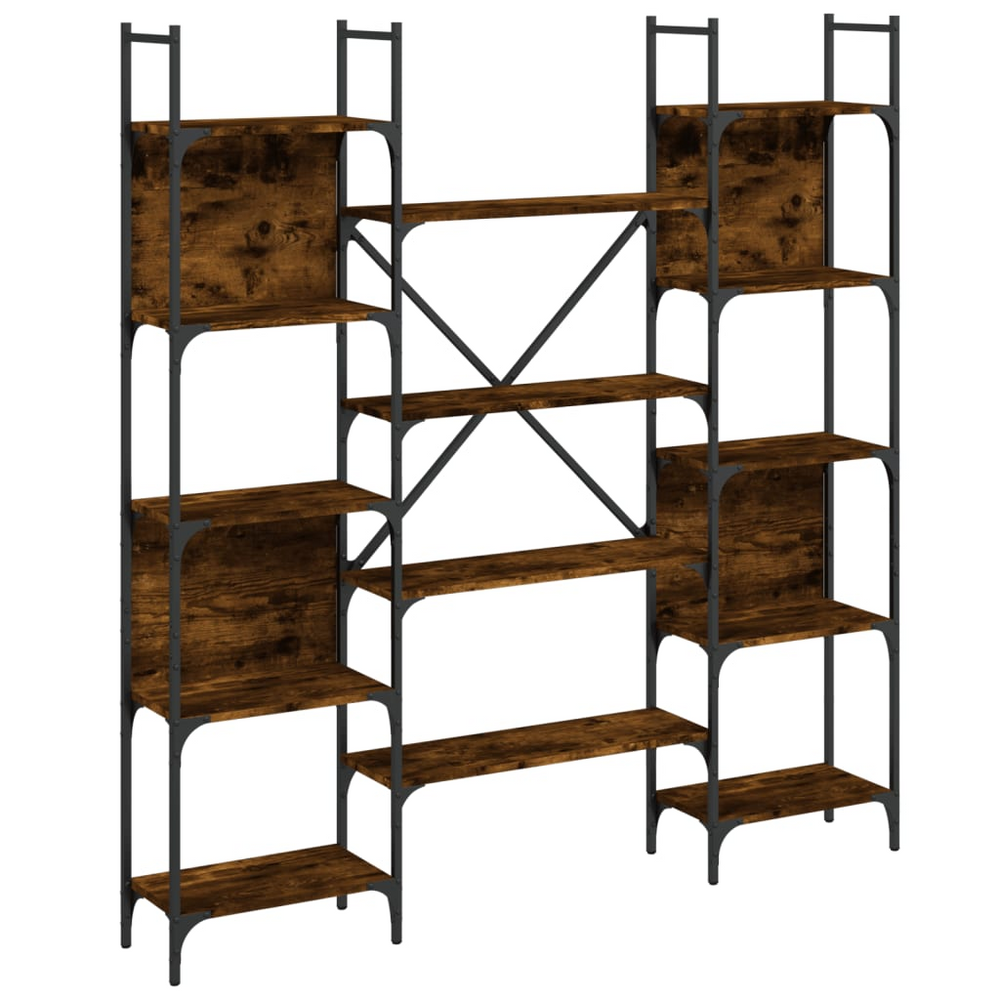 Boho Aesthetic Wood Bookshelf Smoked Oak 61.2"x9.4"x65.6" | Biophilic Design Airbnb Decor Furniture 