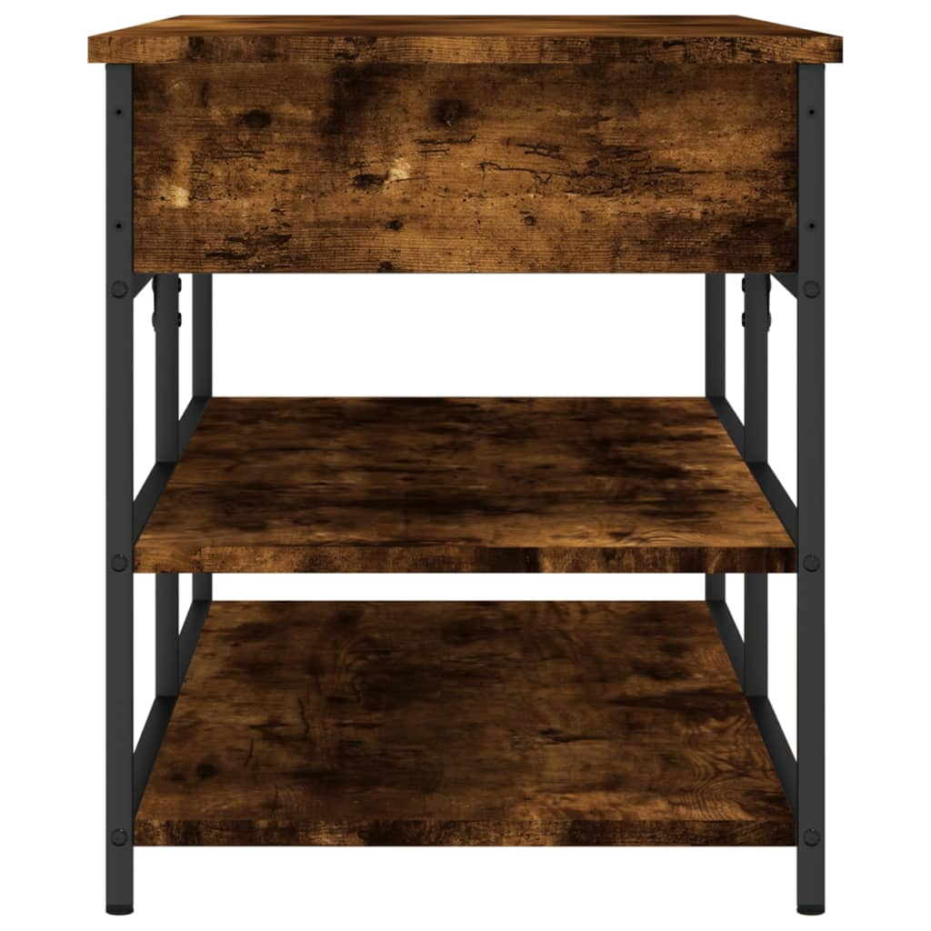 Boho Aesthetic Wood Shoe Bench Smoked Oak 39.4"x16.7"x19.7" | Biophilic Design Airbnb Decor Furniture 