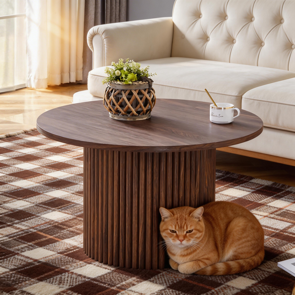 Buy farmhouse furniture Brown Walnut Modern Cottage Farmhouse Style Coffee Table - Modern Cottage Farmhouse Furniture