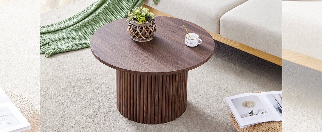 Buy farmhouse furniture Brown Walnut Modern Cottage Farmhouse Style Coffee Table - Modern Cottage Farmhouse Furniture
