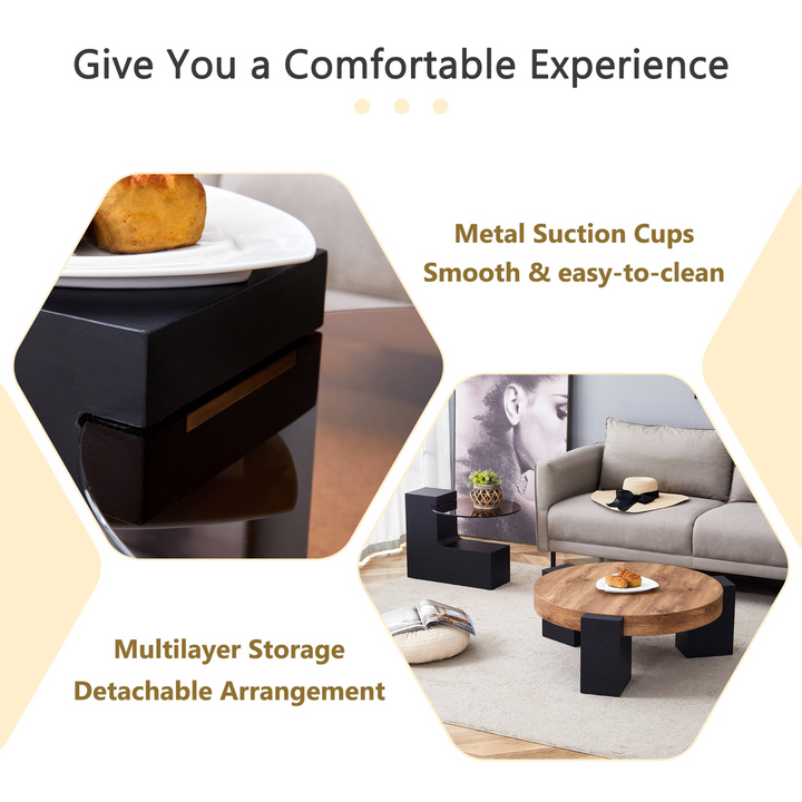 Buy farmhouse furniture Black Modern Cottage Farmhouse Double-Layer Round Coffee Table - Modern Cottage Farmhouse Furniture