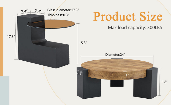 Buy farmhouse furniture Black Modern Cottage Farmhouse Double-Layer Round Coffee Table - Modern Cottage Farmhouse Furniture