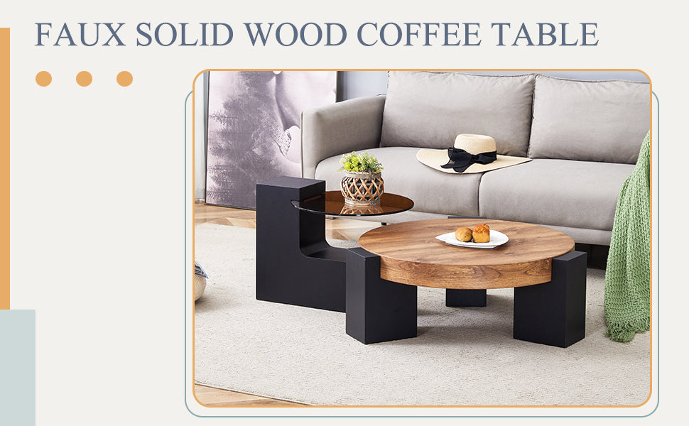 Buy farmhouse furniture Black Modern Cottage Farmhouse Double-Layer Round Coffee Table - Modern Cottage Farmhouse Furniture