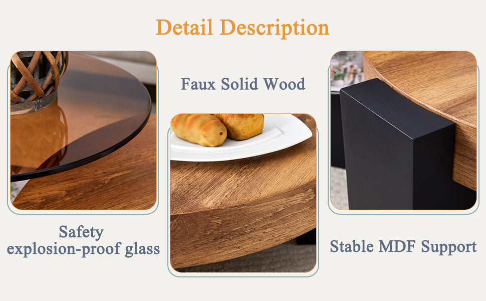 Buy farmhouse furniture Black Modern Cottage Farmhouse Double-Layer Round Coffee Table - Modern Cottage Farmhouse Furniture