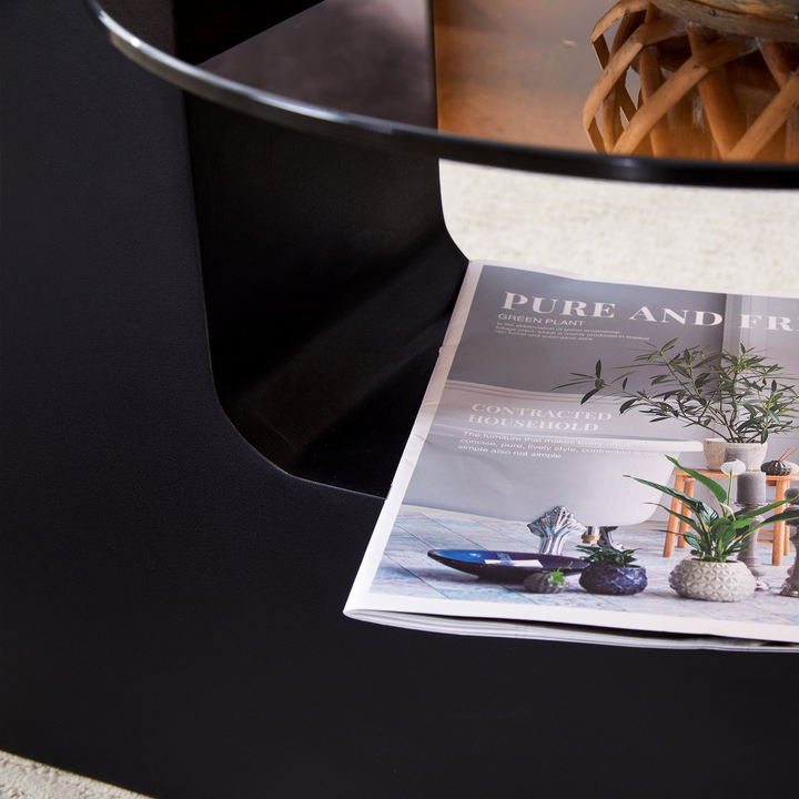 Buy farmhouse furniture Black Modern Cottage Farmhouse Double-Layer Round Coffee Table - Modern Cottage Farmhouse Furniture