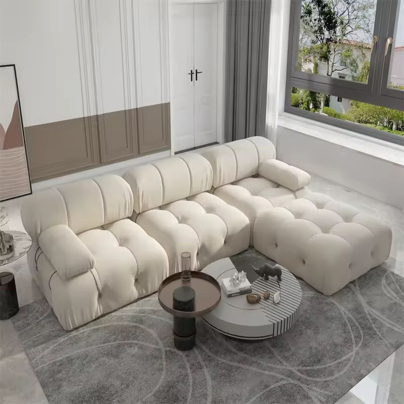 Buy farmhouse furniture White Boucle European Farmhouse Style Sofa Couch Sectional Daybed - Modern Cottage Farmhouse Furniture