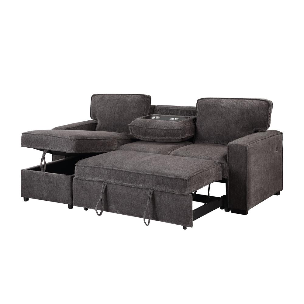 Boho Aesthetic Transitional U0203 Dark Grey Pull Out Sofa Bed | Biophilic Design Airbnb Decor Furniture 