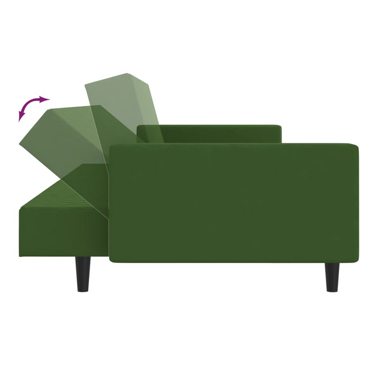Boho Aesthetic 2-Seater Sofa Bed Dark Green Velvet | Biophilic Design Airbnb Decor Furniture 