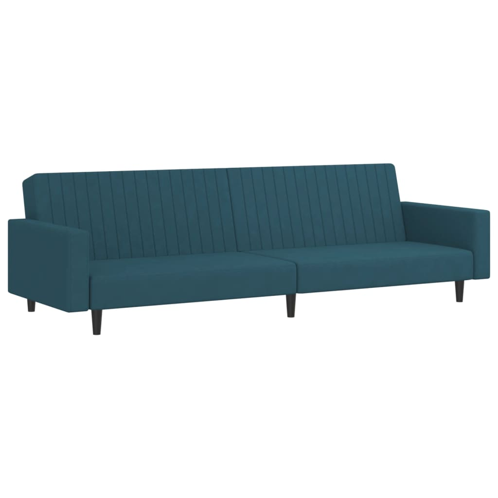 Boho Aesthetic vidaXL 2-Seater Sofa Bed Blue Velvet | Biophilic Design Airbnb Decor Furniture 