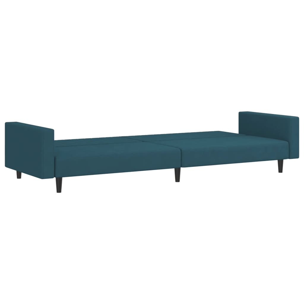 Boho Aesthetic vidaXL 2-Seater Sofa Bed Blue Velvet | Biophilic Design Airbnb Decor Furniture 