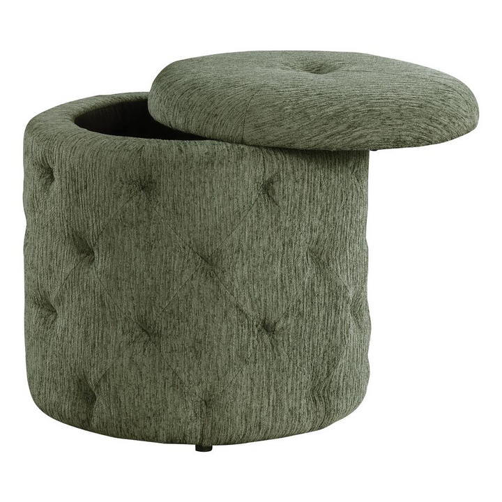Boho Aesthetic Erindale Round Storage Ottoman | Biophilic Design Airbnb Decor Furniture 