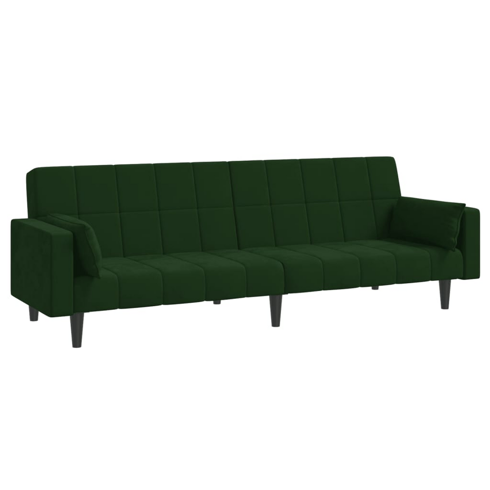 Boho Aesthetic vidaXL 2-Seater Sofa Bed with Two Pillows Dark Green Velvet | Biophilic Design Airbnb Decor Furniture 
