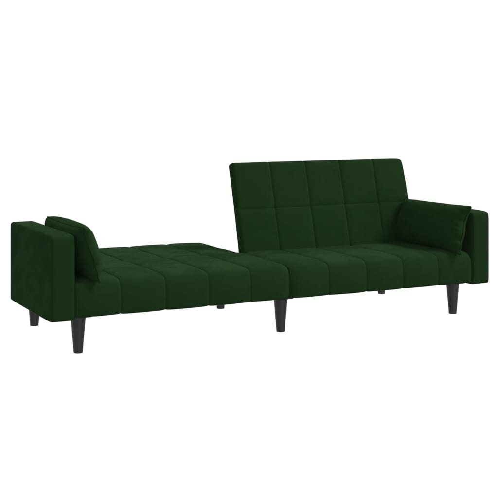 Boho Aesthetic vidaXL 2-Seater Sofa Bed with Two Pillows Dark Green Velvet | Biophilic Design Airbnb Decor Furniture 