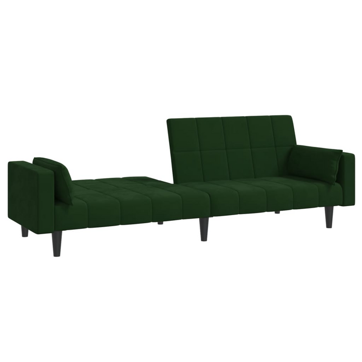 Boho Aesthetic vidaXL 2-Seater Sofa Bed with Two Pillows Dark Green Velvet | Biophilic Design Airbnb Decor Furniture 