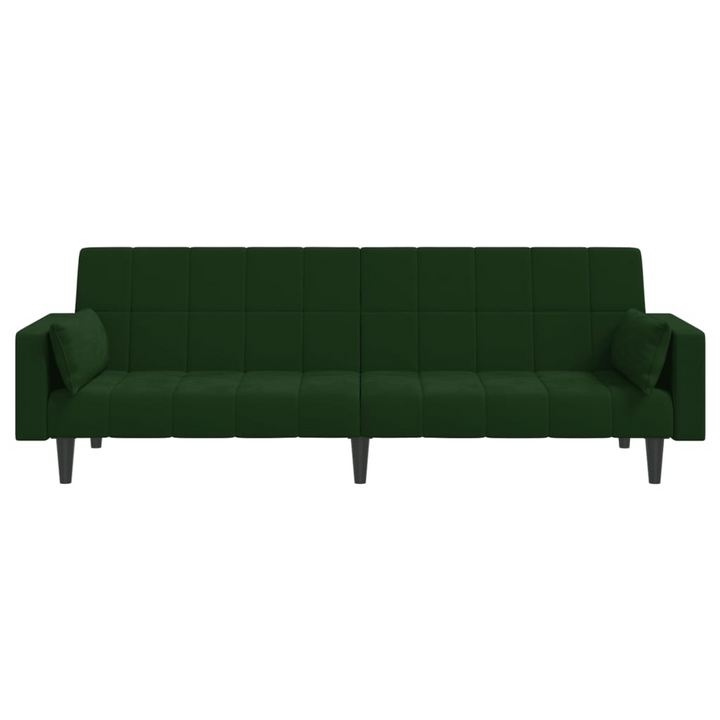 Boho Aesthetic vidaXL 2-Seater Sofa Bed with Two Pillows Dark Green Velvet | Biophilic Design Airbnb Decor Furniture 