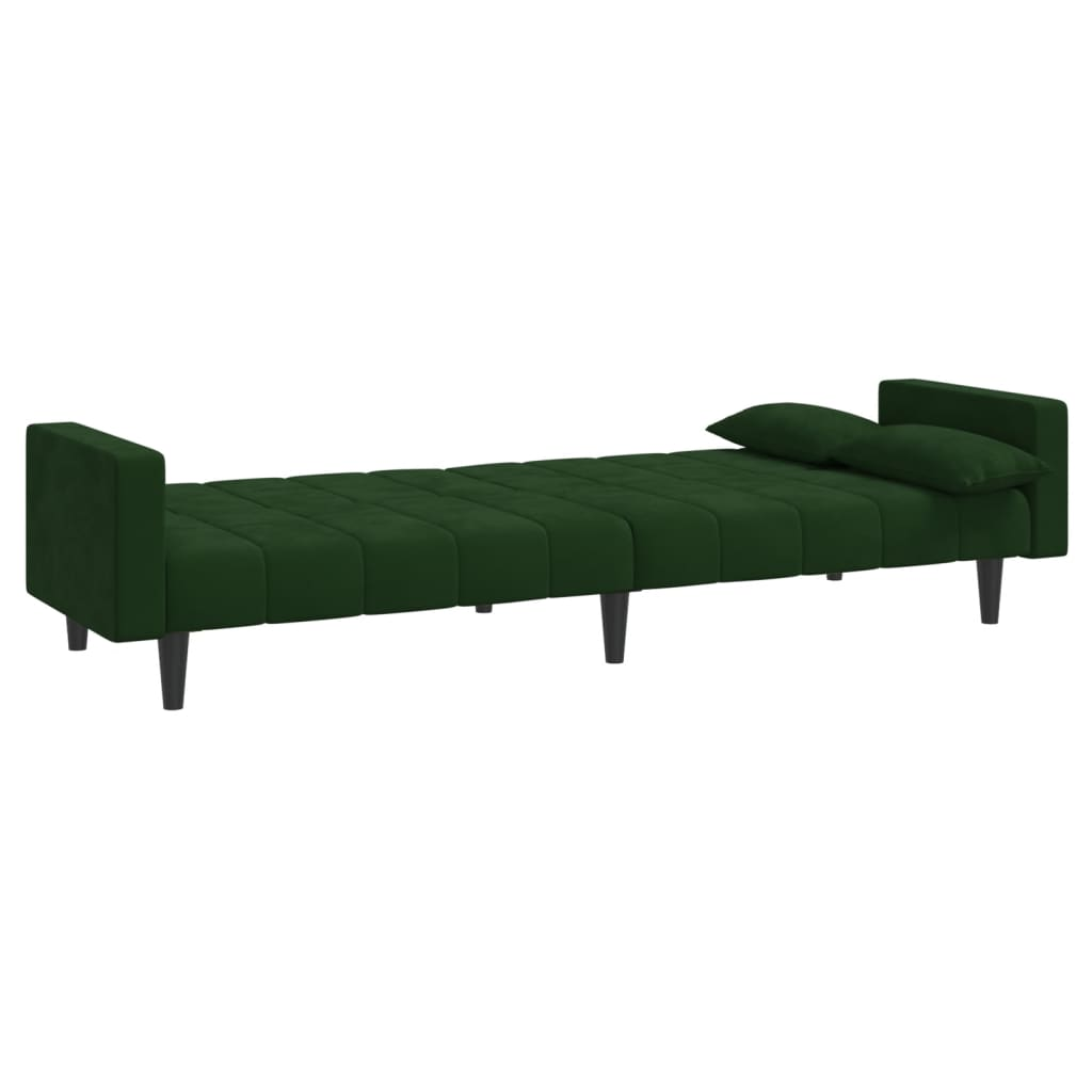 Boho Aesthetic vidaXL 2-Seater Sofa Bed with Two Pillows Dark Green Velvet | Biophilic Design Airbnb Decor Furniture 