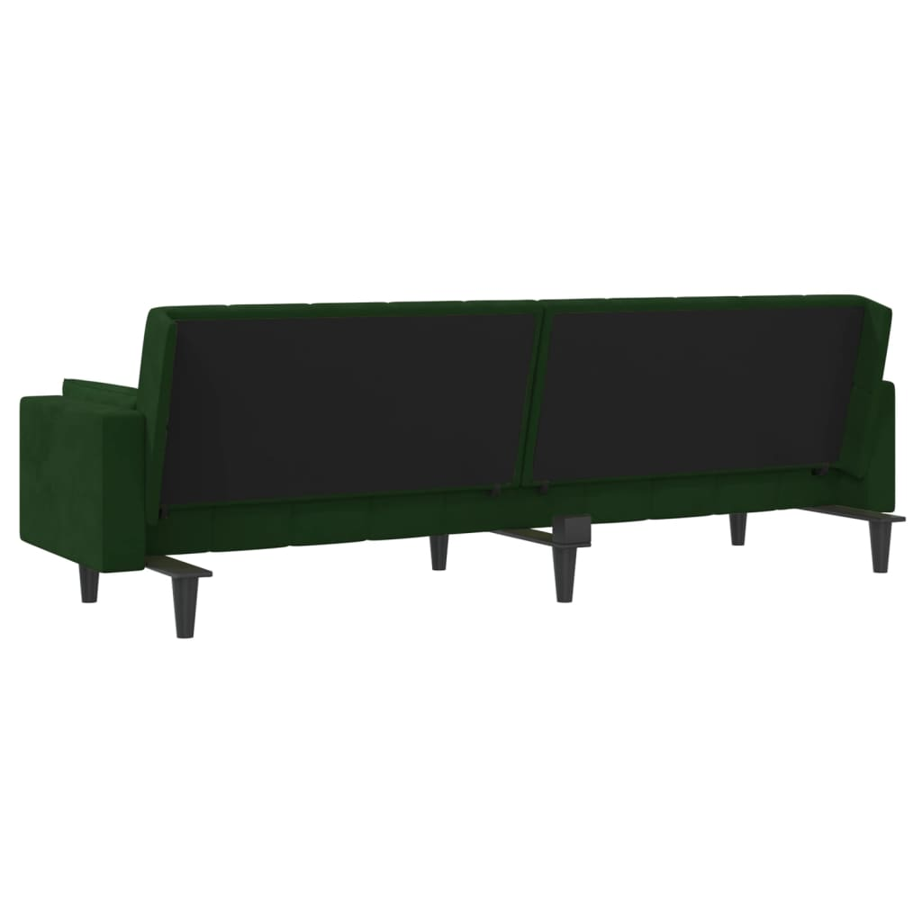 Boho Aesthetic vidaXL 2-Seater Sofa Bed with Two Pillows Dark Green Velvet | Biophilic Design Airbnb Decor Furniture 