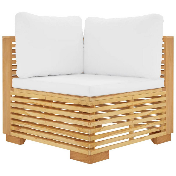 Buy farmhouse furniture Corner Sofa Teak and Cream Solid Teak Wood, Polyester Medium - Modern Cottage Farmhouse Furniture