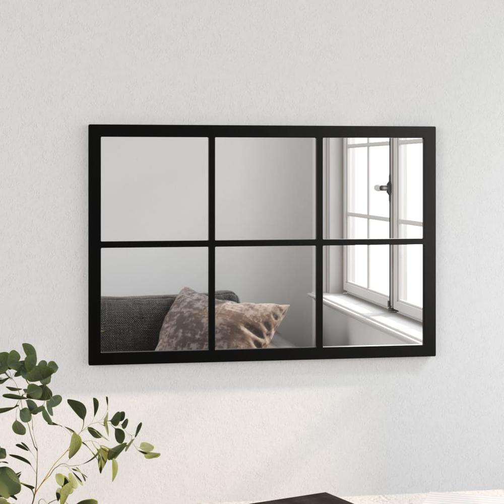 Boho Aesthetic Wall Mirror Black 23.6"x15.7" Metal | Biophilic Design Airbnb Decor Furniture 