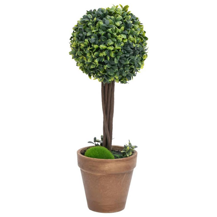 Boho Aesthetic Artificial Boxwood Plants 2 pcs with Pots Ball Shaped Green 22" | Biophilic Design Airbnb Decor Furniture 