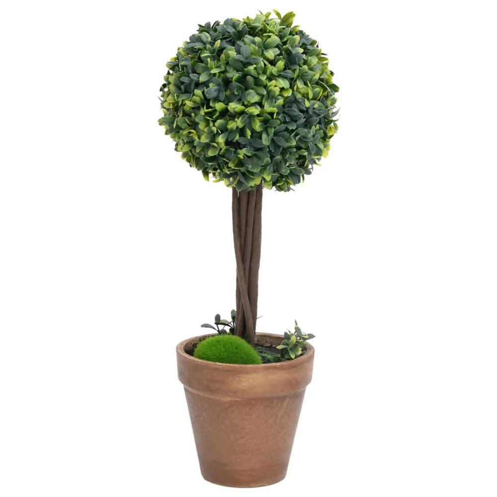 Boho Aesthetic Artificial Boxwood Plants 2 pcs with Pots Ball Shaped Green 13" | Biophilic Design Airbnb Decor Furniture 