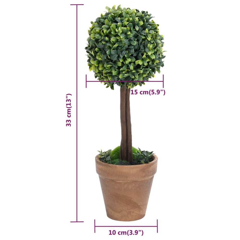 Boho Aesthetic Artificial Boxwood Plants 2 pcs with Pots Ball Shaped Green 13" | Biophilic Design Airbnb Decor Furniture 