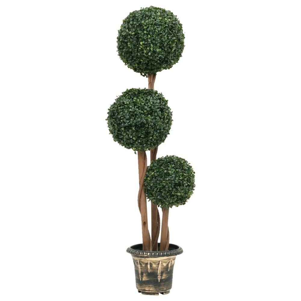 Boho Aesthetic Large Artificial Boxwood Plant with Pot Ball Shaped Green 46.9" | Biophilic Design Airbnb Decor Furniture 