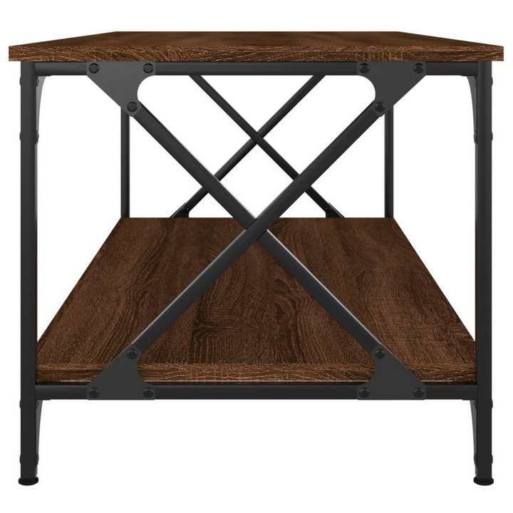 Boho Aesthetic Coffee Table Brown Oak Wood and Iron | Biophilic Design Airbnb Decor Furniture 