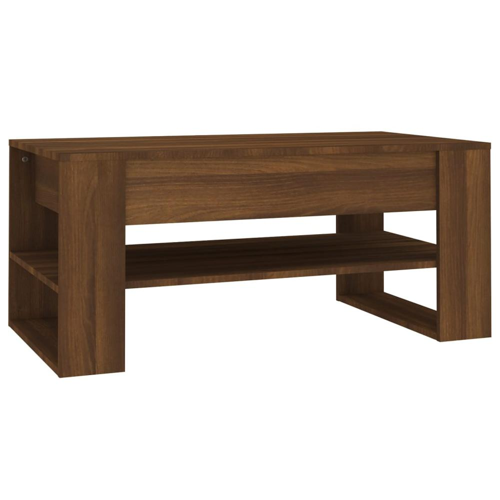 Boho Aesthetic Coffee Table Brown Oak 40.2"x21.7"x17.7" Engineered Wood | Biophilic Design Airbnb Decor Furniture 