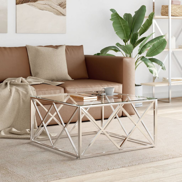 Boho Aesthetic Rose Gold Stainless Steel and Glass Coffee Table | Biophilic Design Airbnb Decor Furniture 