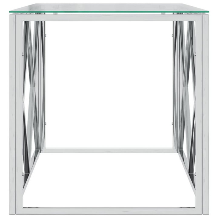 Boho Aesthetic Silver Modern Glass Coffee Table | Biophilic Design Airbnb Decor Furniture 