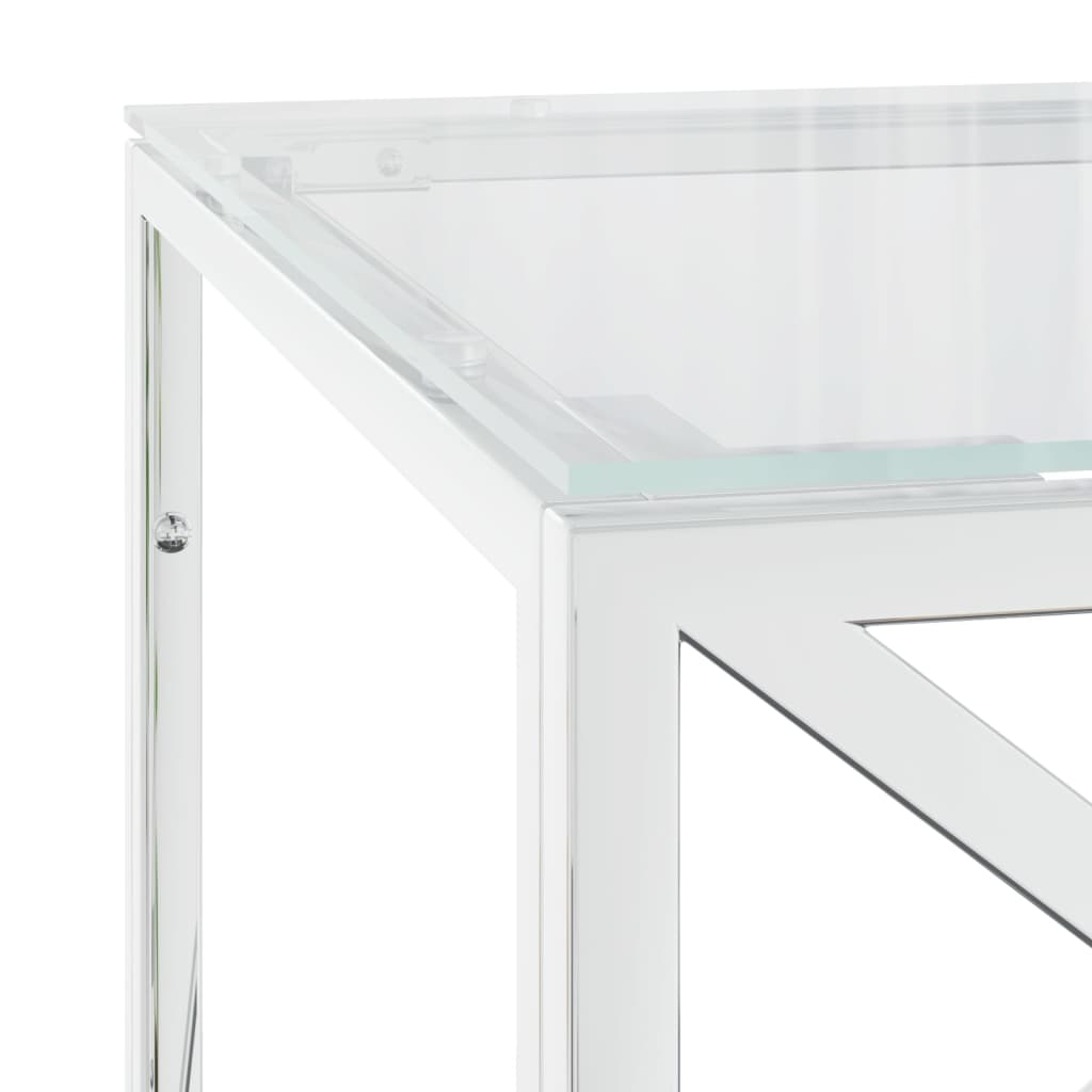 Boho Aesthetic Silver Modern Glass Coffee Table | Biophilic Design Airbnb Decor Furniture 