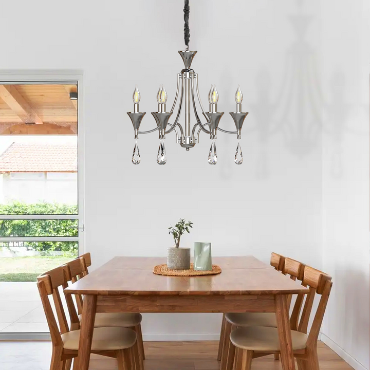 Boho Aesthetic Crystal Chandelier Adjustable Candle Pendant Light Fixture | Biophilic Design Airbnb Decor Furniture 