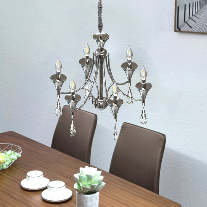 Boho Aesthetic Crystal Chandelier Adjustable Candle Pendant Light Fixture | Biophilic Design Airbnb Decor Furniture 