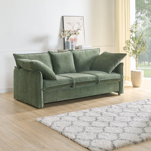 Boho Aesthetic Mid-century Sofa 3 Seater Cozy Couch for Living room Apartment Lounge Bedroom, Green | Biophilic Design Airbnb Decor Furniture 