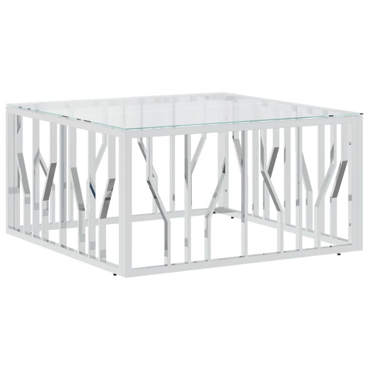 Boho Aesthetic Elegant Coffee Table 31.5"x31.5"x15.7" Stainless Steel and Glass | Biophilic Design Airbnb Decor Furniture 