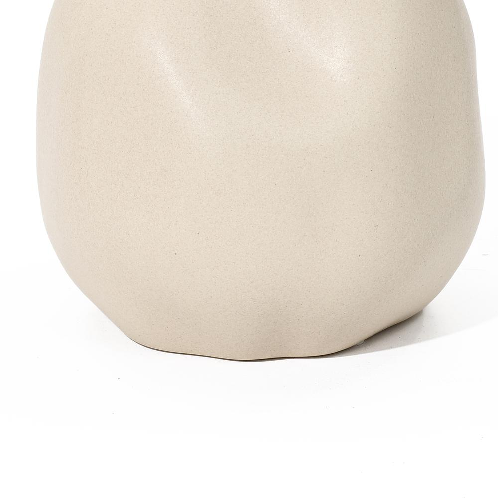 Boho Aesthetic Ivory White Ceramic Modern Round Vase | Biophilic Design Airbnb Decor Furniture 