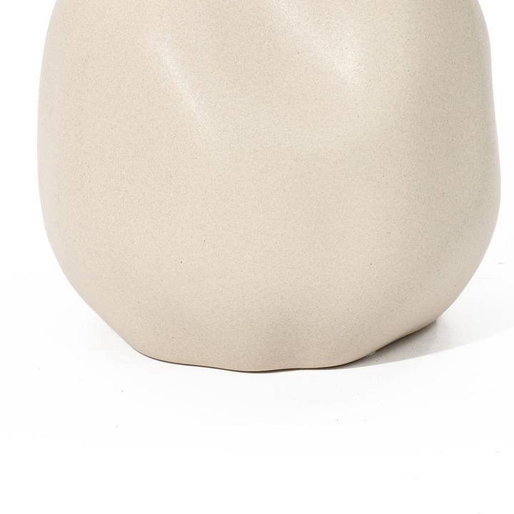 Boho Aesthetic Ivory White Ceramic Modern Round Vase | Biophilic Design Airbnb Decor Furniture 