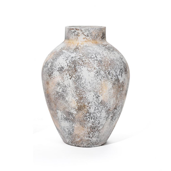 Boho Aesthetic Marble White 11.8-Inch Tall Stoneware Table Vase | Biophilic Design Airbnb Decor Furniture 