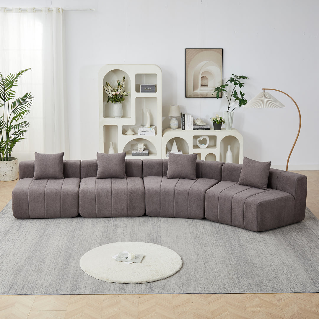The Valencia Gray Vista Sofa Section Sectional - Mediterranean Italian Contemporary Home Decor Furniture