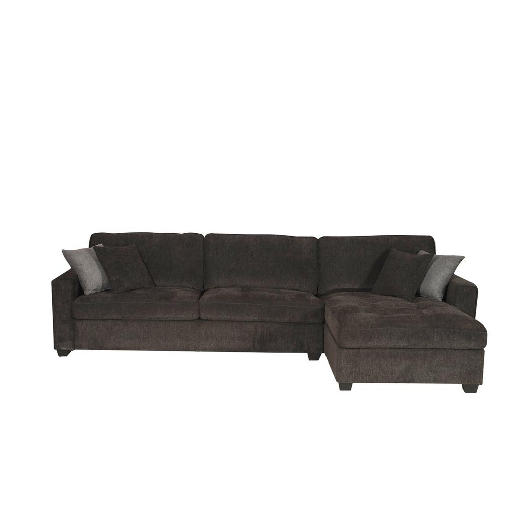 Boho Aesthetic Polaris Black Chenille 125"W Reversible Sectional Sofa | Biophilic Design Airbnb Decor Furniture 