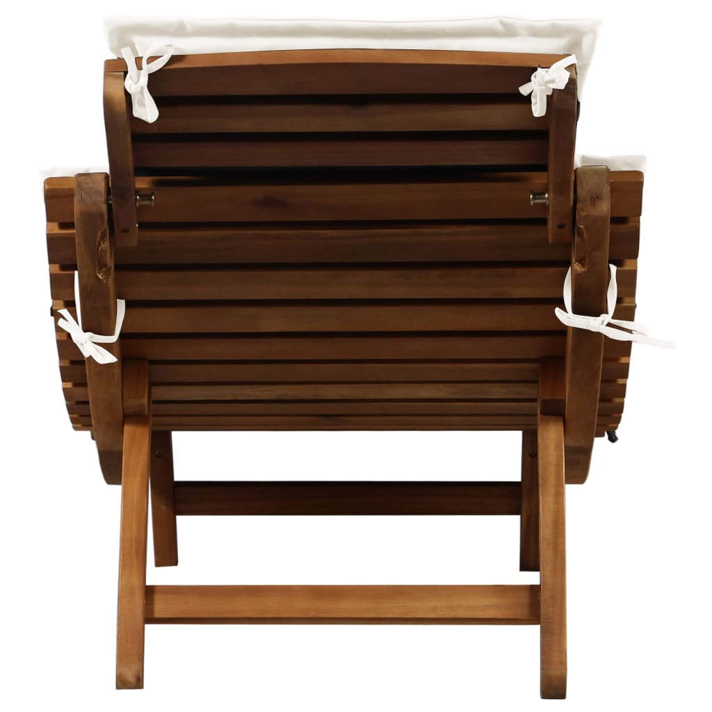 Boho Aesthetic vidaXL Sun Loungers with Cushions 2 pcs Cream White Solid Wood Acacia | Biophilic Design Airbnb Decor Furniture 