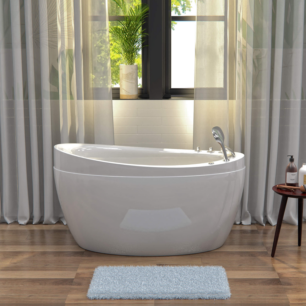 Boho Aesthetic Freestanding Air Massage Japanese-Style Bathtub with Reversible Drain | Biophilic Design Airbnb Decor Furniture 