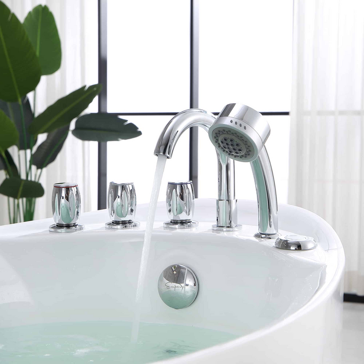 Boho Aesthetic Modern Freestanding Whirlpool Bathtub with Reversible Drain | Biophilic Design Airbnb Decor Furniture 