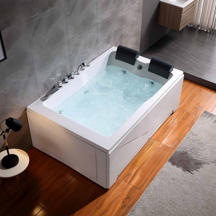 Boho Aesthetic Alcove Whirlpool 2-Person Tub with Left Drain | Biophilic Design Airbnb Decor Furniture 