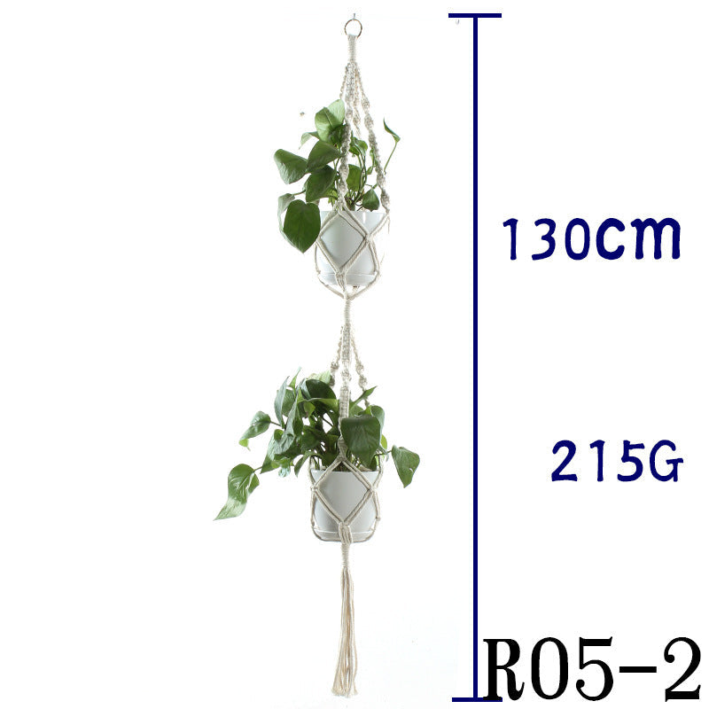 Boho Aesthetic Biophilic Flower & Plant Pot Cotton Rope Indoor Plant Hanger Hanging Basket | Biophilic Design Airbnb Decor Furniture 