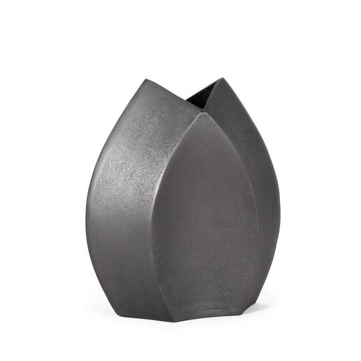 Boho Aesthetic Aniya Decorative Metal Table Vase, Small Grey | Biophilic Design Airbnb Decor Furniture 
