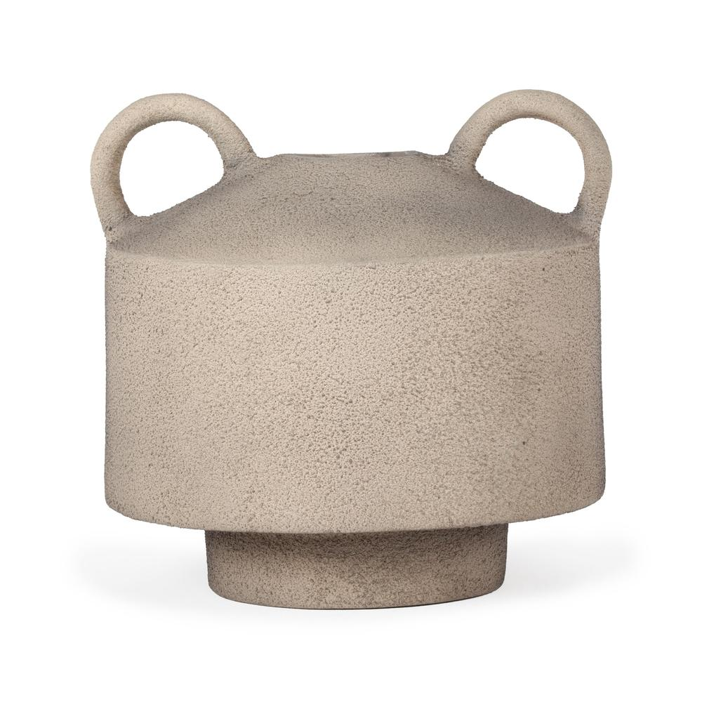 Boho Aesthetic Zana Decorative Metal Table Vase, Large Mud | Biophilic Design Airbnb Decor Furniture 